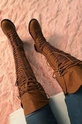 New Fashion Spring Outfit Strappy Leather Over The Knee Boots